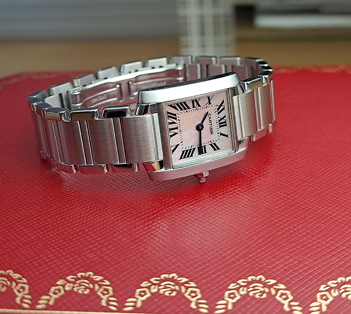 Ladies' Cartier Tank Francaise Pink Mother Of Pearl Quartz Ref. W51028Q3